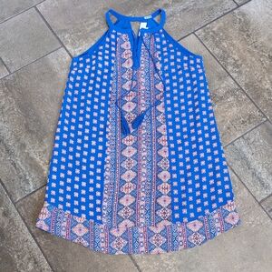 Pink Rose Dress Boho Size S Blue Patterned